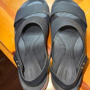 CROCS Black LiteRide Slip-On Sandals with Back Strap